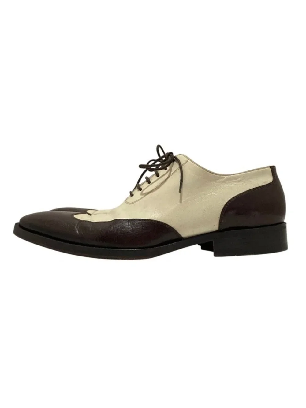 Gucci Bicolor Wingtip Leather Shoes 39.5 Brown White